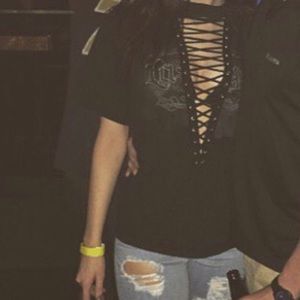 LF Furst of a kind lace up graphic tee
